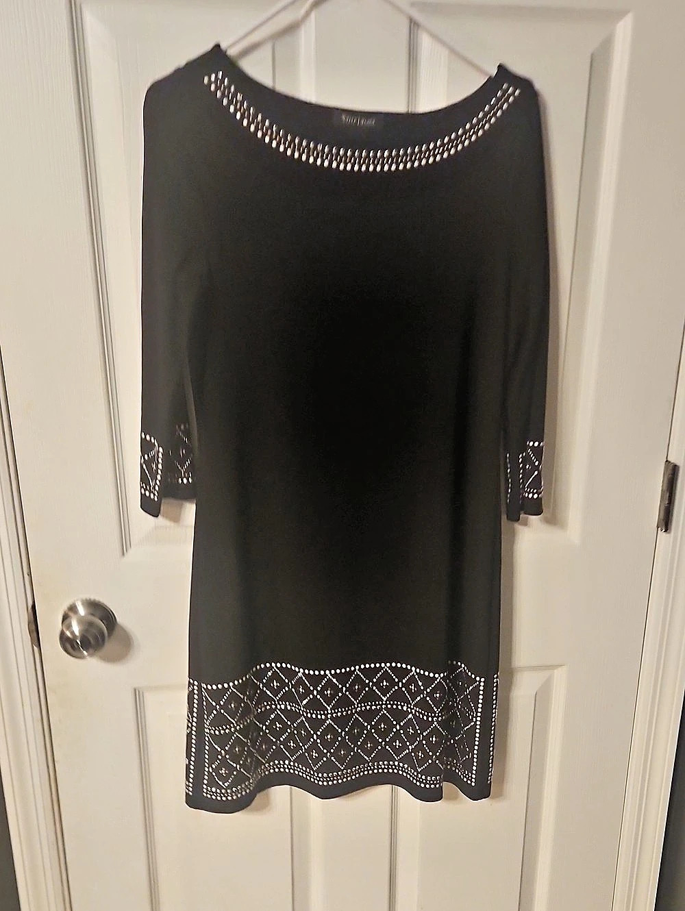 White House Black Market Black & Silver Geometric Mini Dress